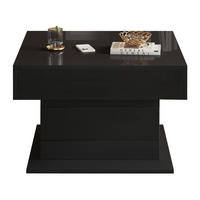COUCHTISCH 70/70/45 cm schwarz aus Spanplatte mit Hebefunktion und 360° Drehplatte - Schwarz, Holzwerkstoff (70/70/45cm) - OKMYHOME