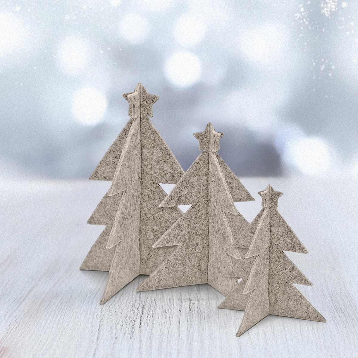 DEKO-TANNENBAUM XMAS 3er-Set - Hellgrau, Textil (21/21cm) - Miqio Design