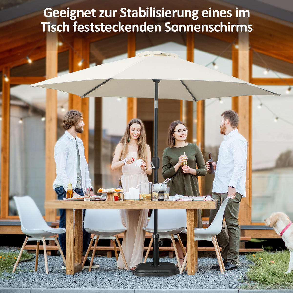 SONNENSCHIRMSTÄNDER PE Beton Schwarz - Schwarz, Kunststoff (36/36cm) - Outsunny