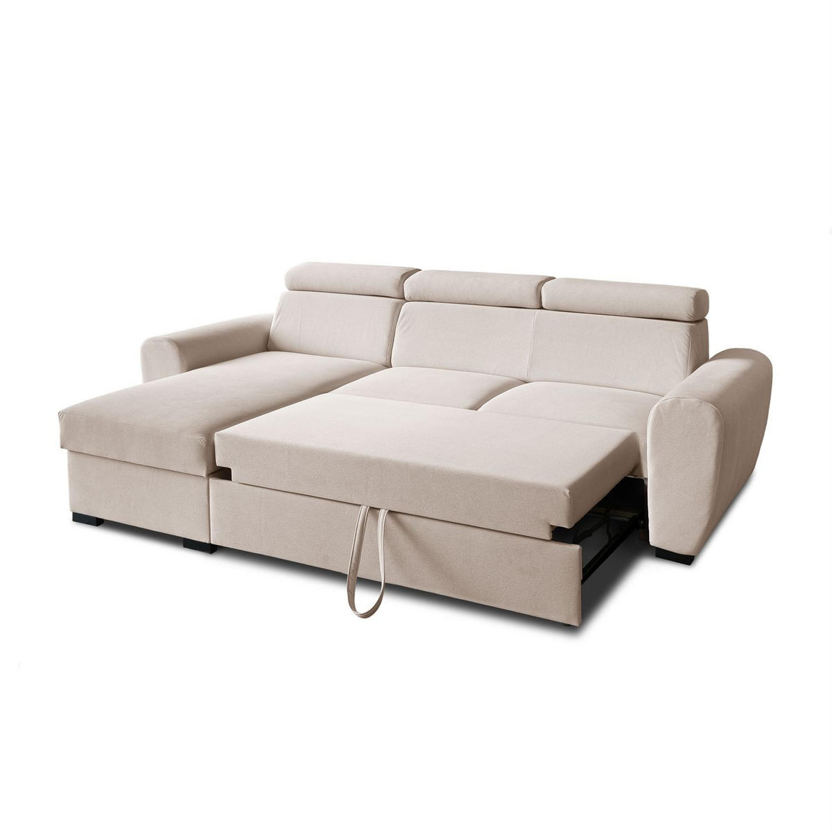 ECKSOFA FALCO mit Schlaffunktion Elli 04 - Beige, Textil (253/174cm) - Lookway