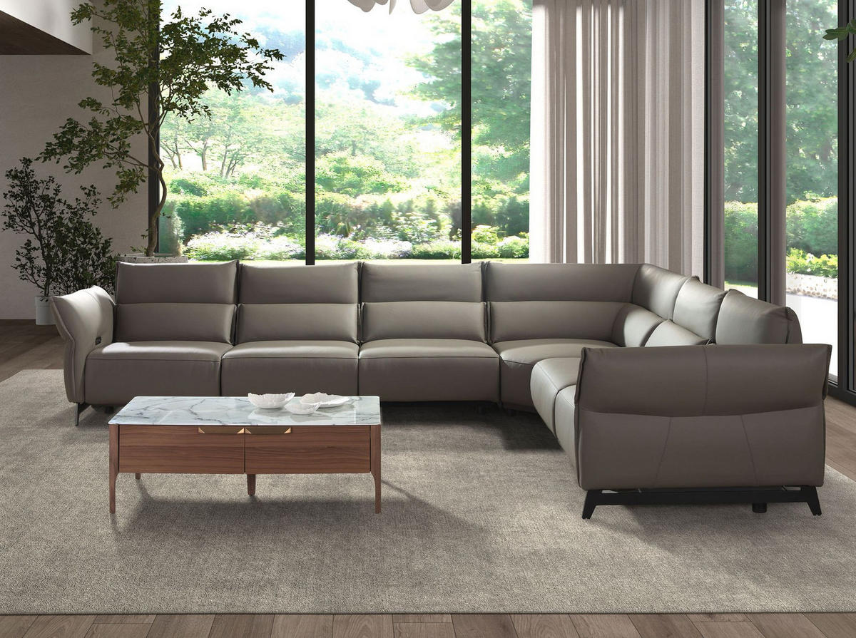 ECKSOFA Dunkelgraues modulares Relax-Ecksofa aus Leder 370/295/93 cm - Dunkelgrau/Schwarz, Leder/Metall (370/295cm) - ANGEL CERDA