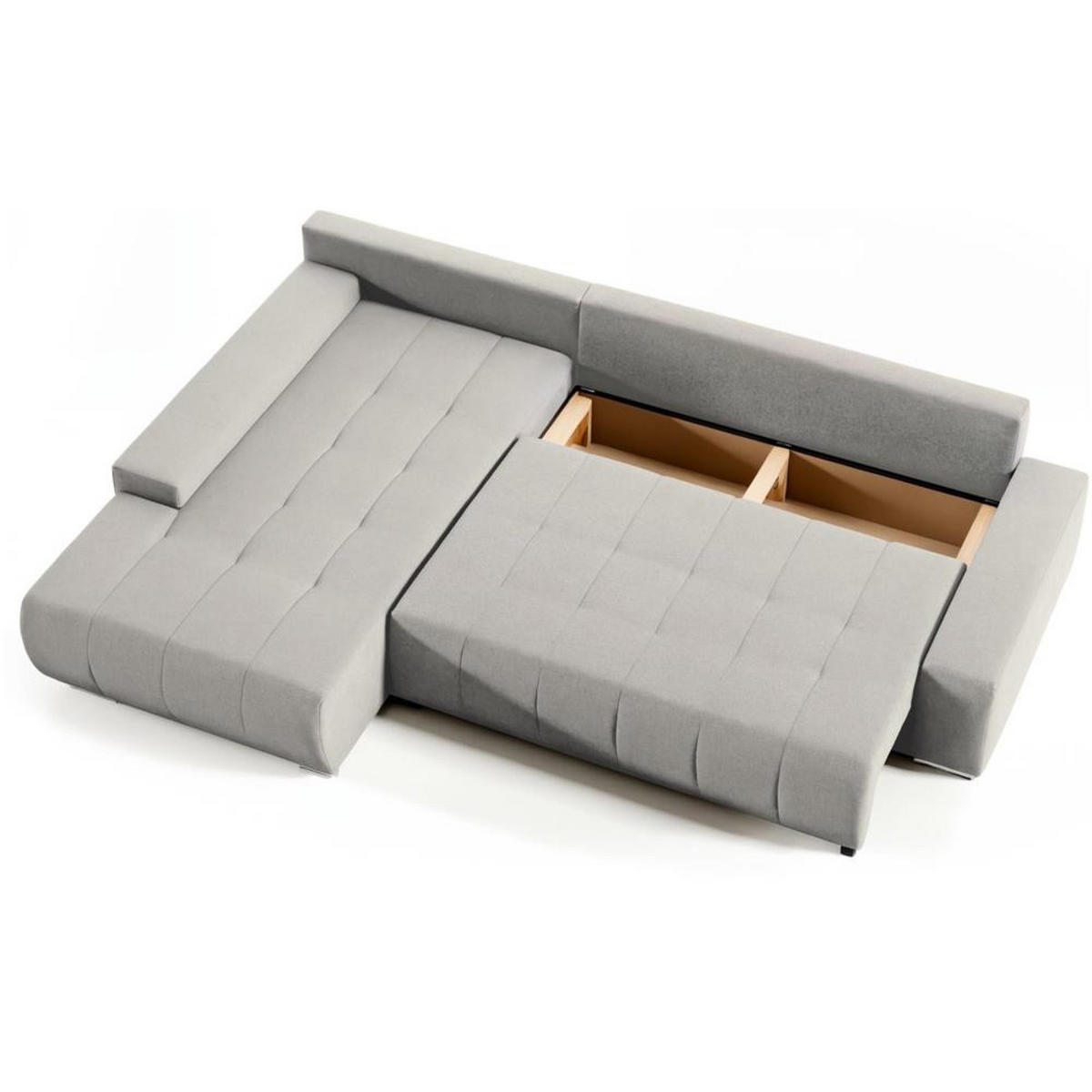 ECKSOFA Draco L beige links - Chromfarben/Beige, Textil/Metall (267/186cm) - Beautysofa