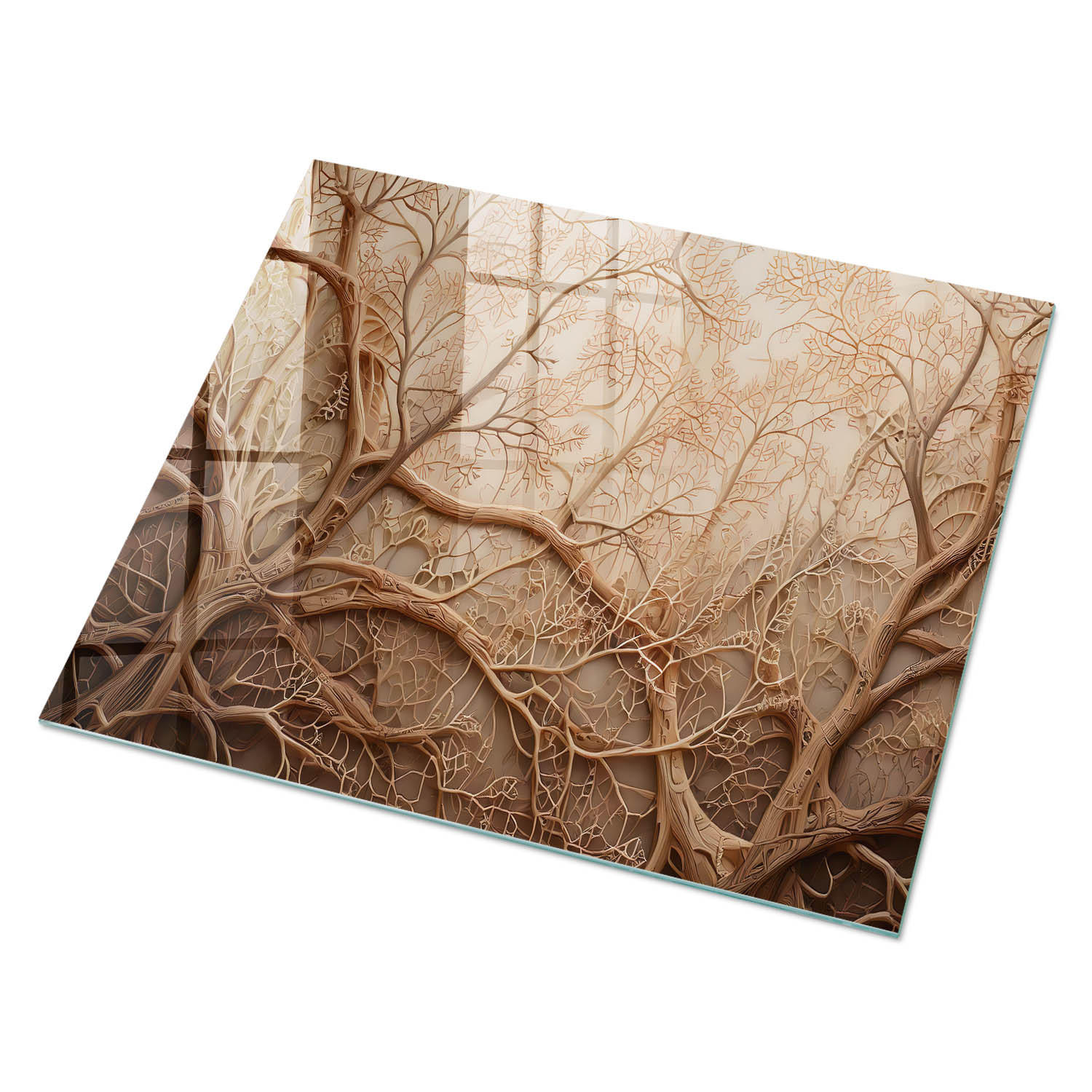 GLASPLATTE 80x60 cm – Hauptzweige - Beige, Glas (0.4/80/60cm) - ArtPrintCave