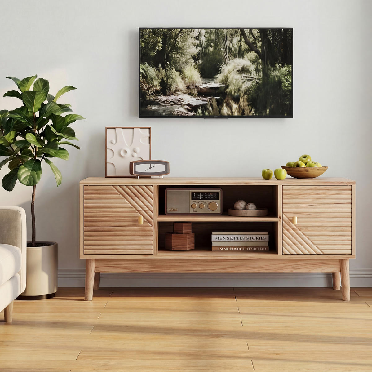 TV-ELEMENT mit Stauraum 110 x 40 x 48 cm MDF Oak - Braun, Holzwerkstoff (40/48/110cm) - Beauniv