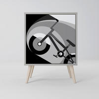 SIDEBOARD BIKE ENERGY, Grau, 57,5x42x77,5 cm, Schräge Buchenholzfüße - Buchefarben/Multicolor, Holzwerkstoff/Buchenholz (57.5/77.5/42cm) - SpaceRebels