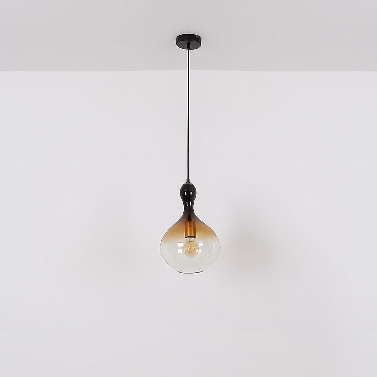 LED HÄNGELEUCHTE Metall Schwarz-Gold - Schwarz, Glas (23/23/120cm) - Globo Lighting