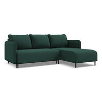 ECKSOFA mit Schlaffunktion Strukturstoff Stoff Grün - Dunkelgrün/Schwarz, Holz/Textil (236/162cm) - Makamii