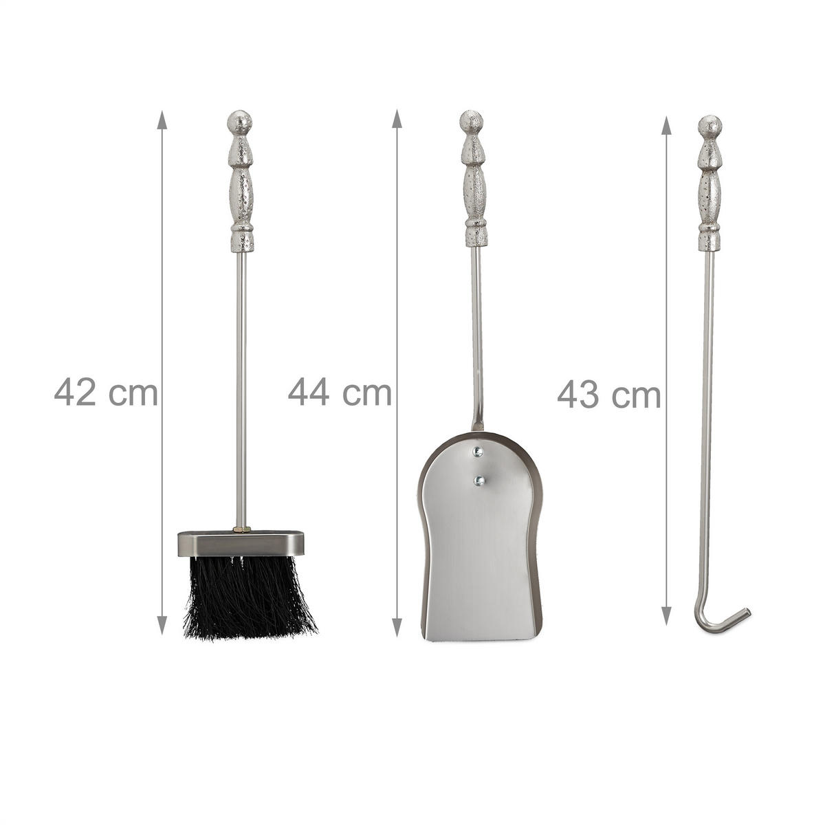 KAMINBESTECK - Silberfarben, Metall (21/72/12.5cm) - Relaxdays