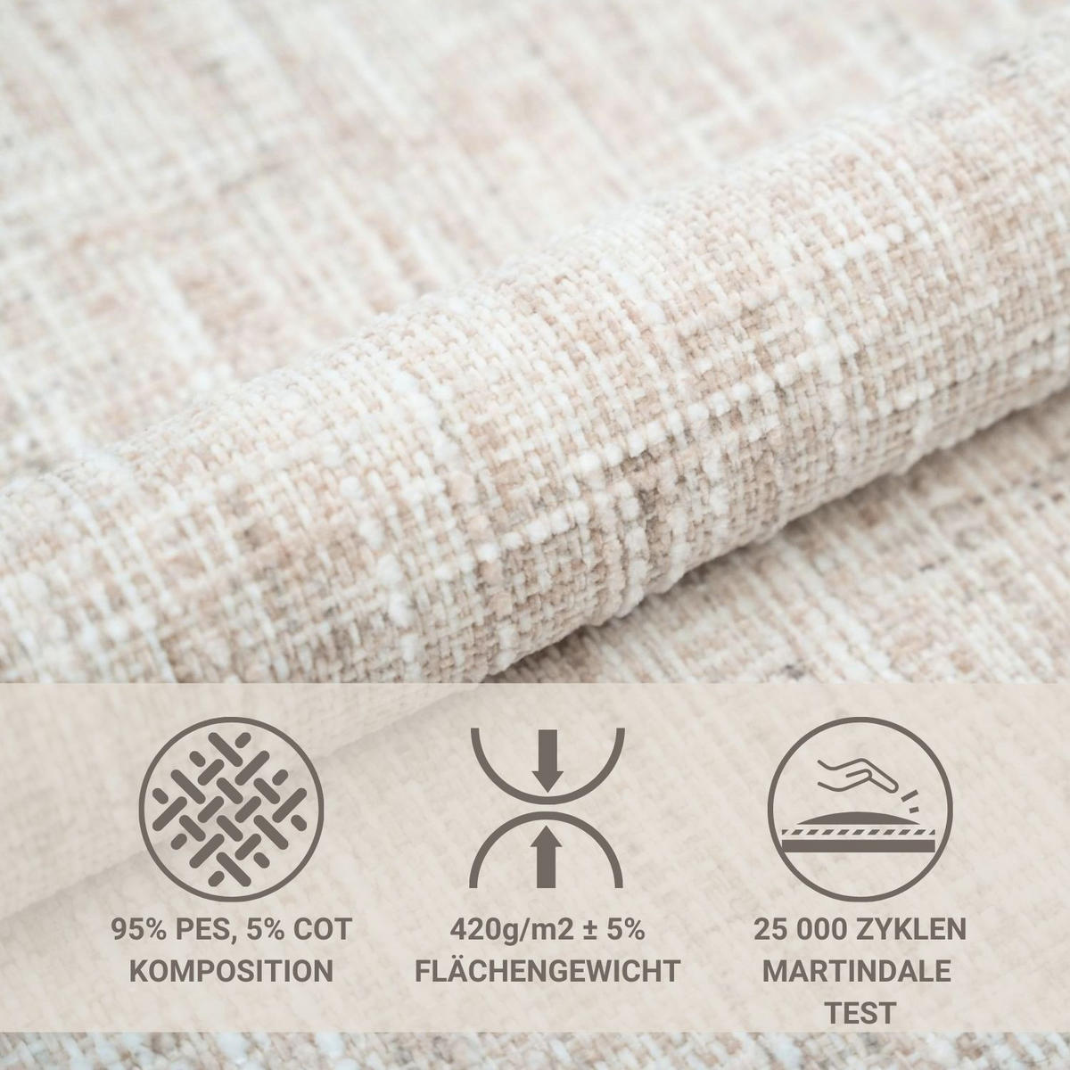 SCHLAFSOFA Mitsis Creme Webstoff - Creme/Schwarz, Holz/Holzwerkstoff (231/93/106cm) - Maison de Reve