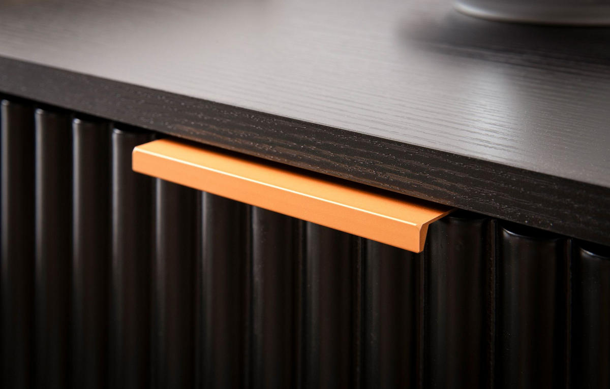 NACHTTISCH – Schwarz/Eiche-Dekor, 43,5x39x56 cm, mit Schubladen, modern - Goldfarben/Schwarz, Holzwerkstoff/Metall (44/56/39cm) - KADIMA DESIGN