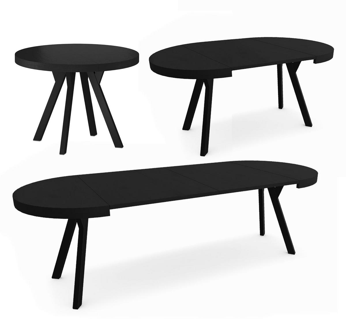 ESSTISCH Domingo Schwarz 100-250 / 100 / 76cm - Schwarz, Holz/Holzwerkstoff (100/100/76cm) - Feldmann-Wohnen