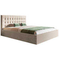 BETT Beige SIM 2 Gepolstert 160x200 cm - Beige/Schwarz, Kunststoff/Textil (160/200cm) - Sepro Meble