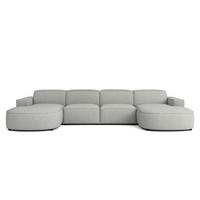 ECKSOFA Cursal Round U-Form, Stoff Artico, Cement - Grau, Holz (364/166cm) - Kaiser Möbel