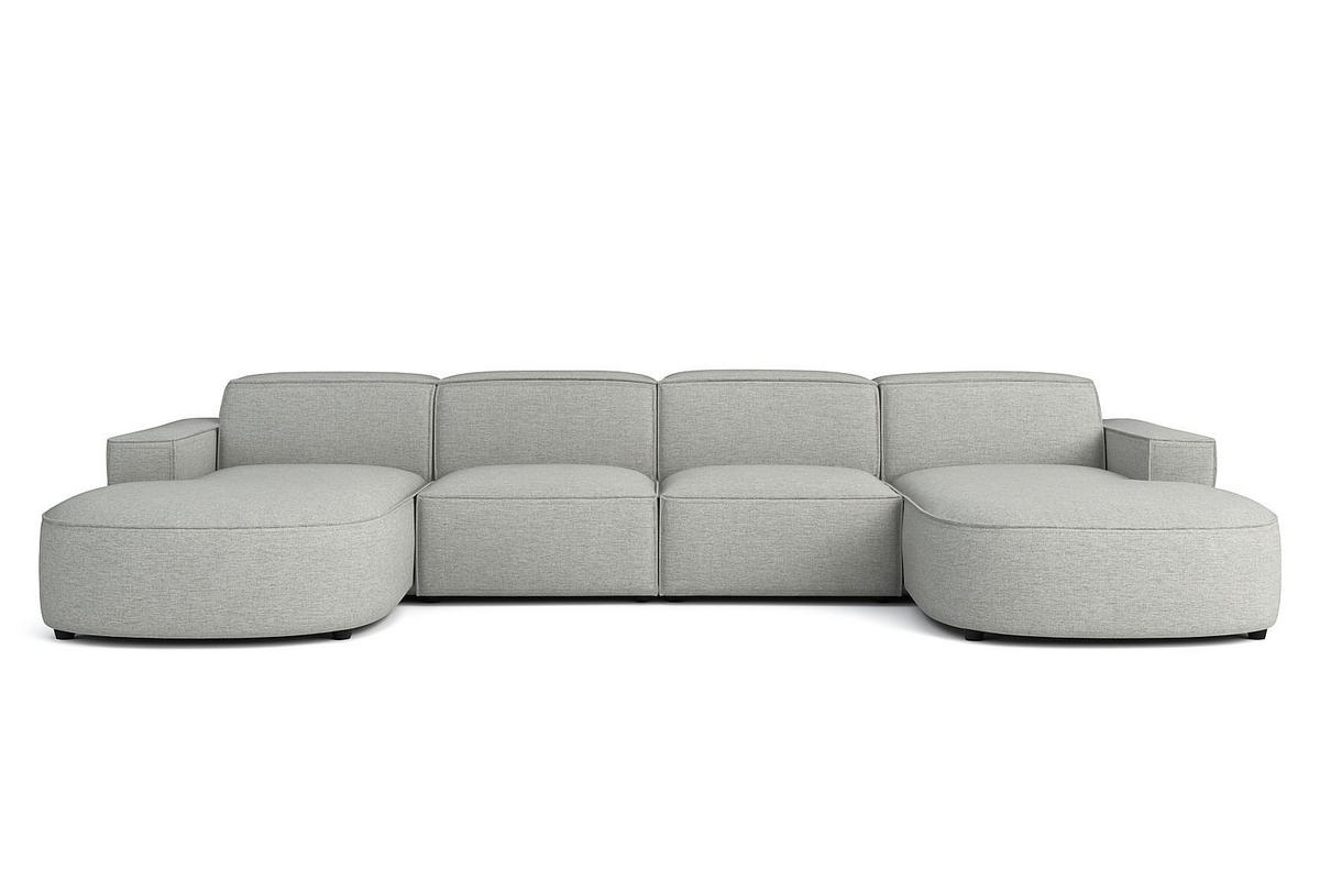 ECKSOFA Cursal Round U-Form, Stoff Artico, Cement - Grau, Holz (364/166cm) - Kaiser Möbel