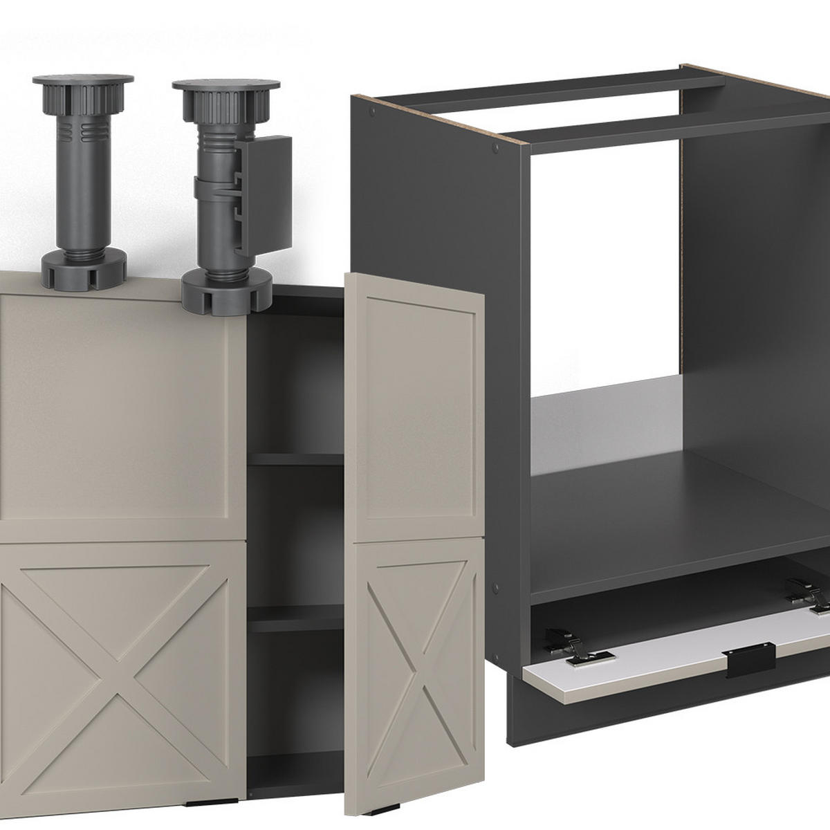 ECKKÜCHE Fame-Line GrauBeige/Anthrazit 160 x 190 cm, AP Anthrazit - Anthrazit/Grau, Holzwerkstoff (190/81.6/60cm) - Vicco