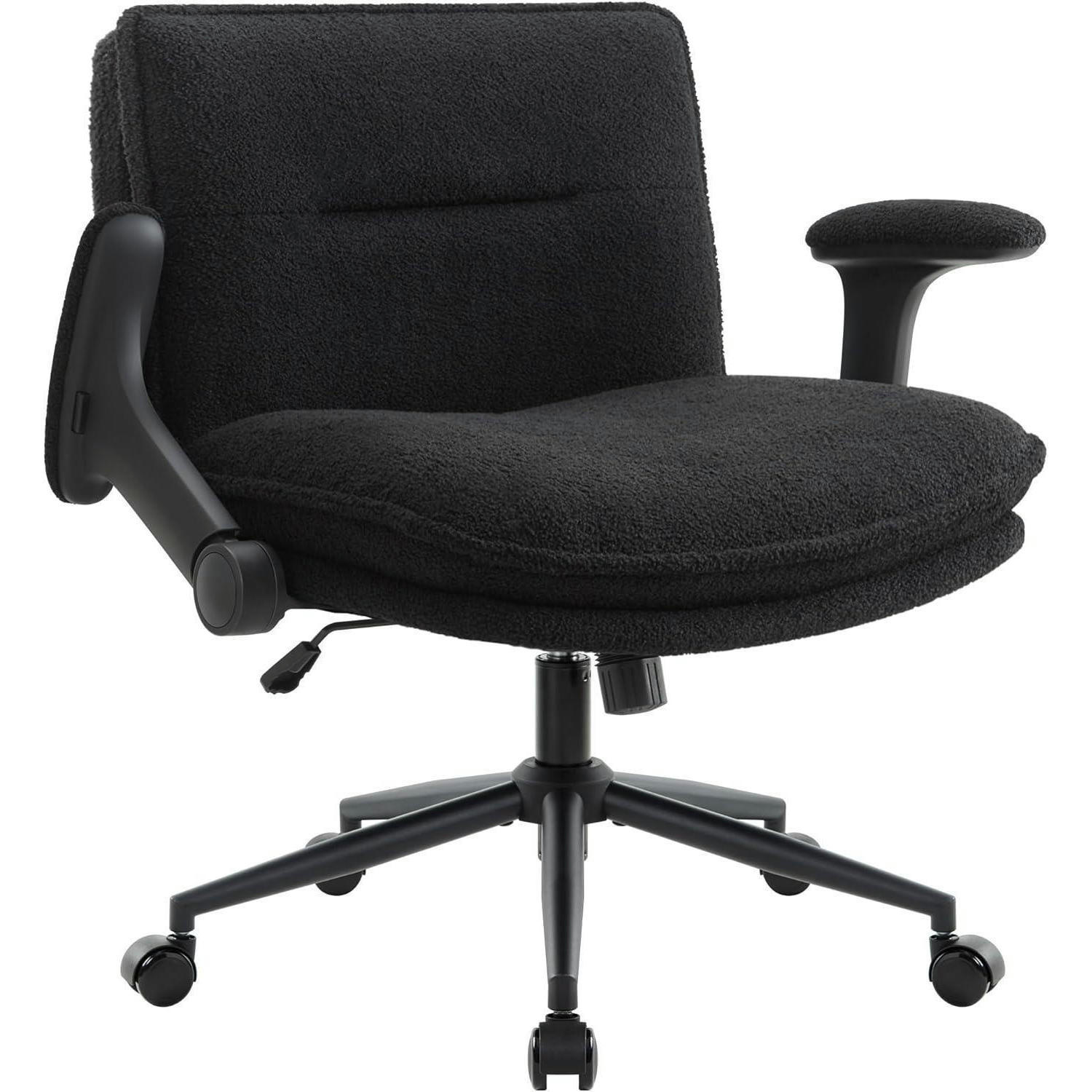 BÜROSTUHL mit Armlehne & Rollen Schwarz - Schwarz, Textil (64/88/49.5cm)