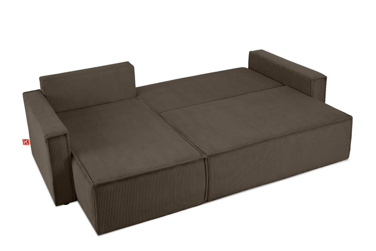 ECKSOFA-LINKS/RECHTS NAPI Schlaffunktion mit Cordbezug, braun - Schwarz/Braun, Textil (246/148cm) - KONSIMO®
