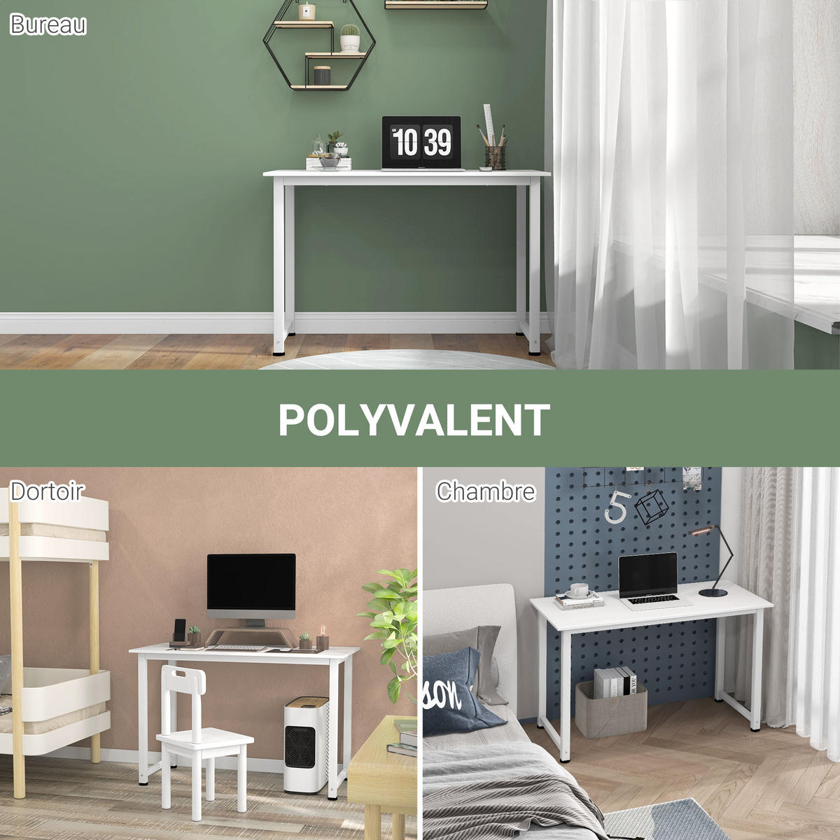 COMPUTERTISCH Weiß mit Metallgestell 120/60/76 cm - Weiß, Holzwerkstoff (60/120/76cm) - PANGIVO