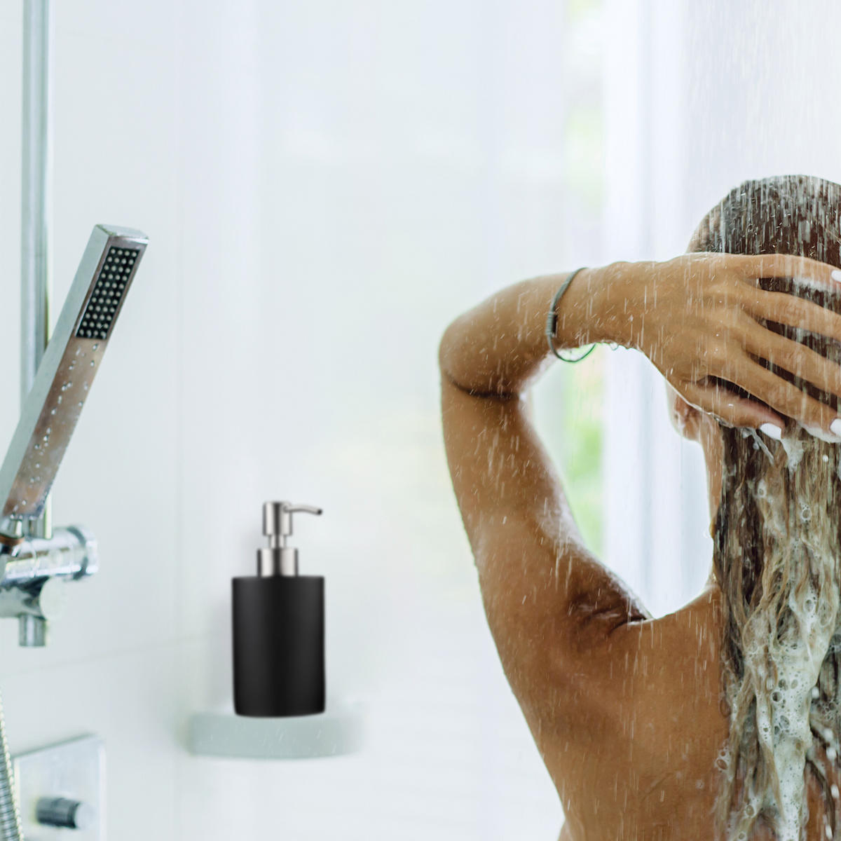 SEIFENSPENDER - Grau, Kunststoff/Metall (7/16.5/8cm) - Relaxdays