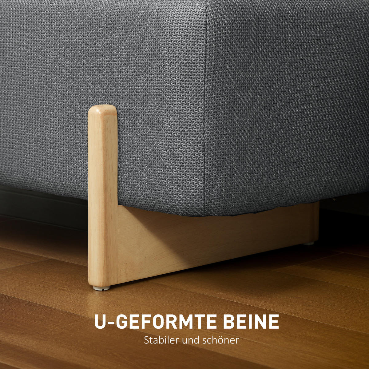 TRUHENBANK DE-07162 Leinenimitat, Kautschukholzbeine, Dunkelgrau - Dunkelgrau, Holz/Textil (44/44.5/111cm) - ComfortXL
