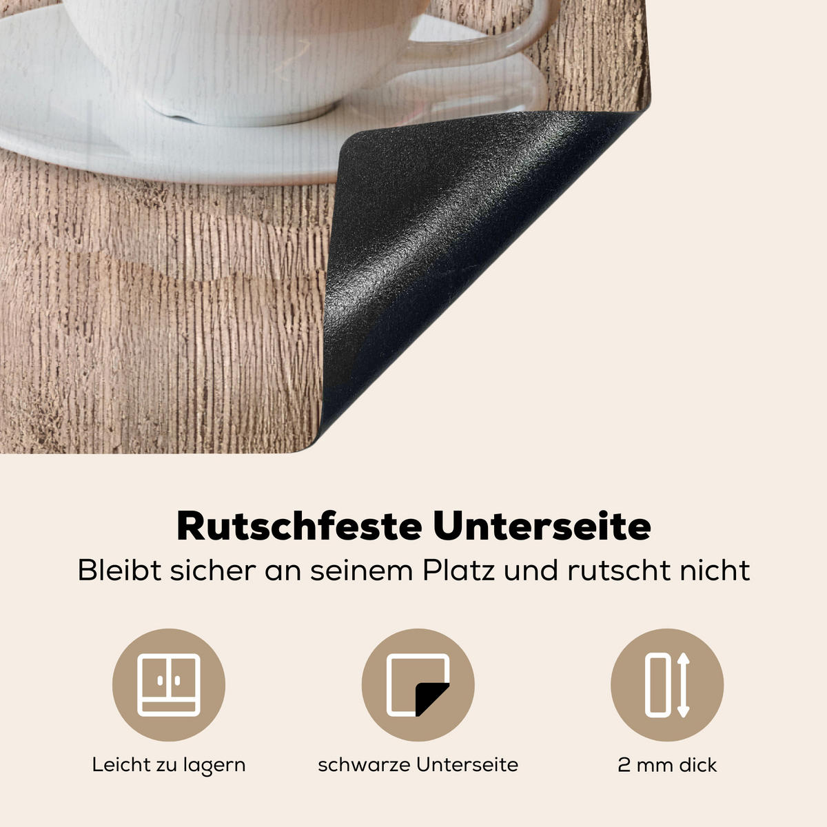 HERDABDECKPLATTE Bistro Parisien - Café - Kaffee - Jahrgang Ceranfeldabdeckung 76x51.5 cm - Cappuccino, Kunststoff (76/51.5/0.2cm) - MuchoWow