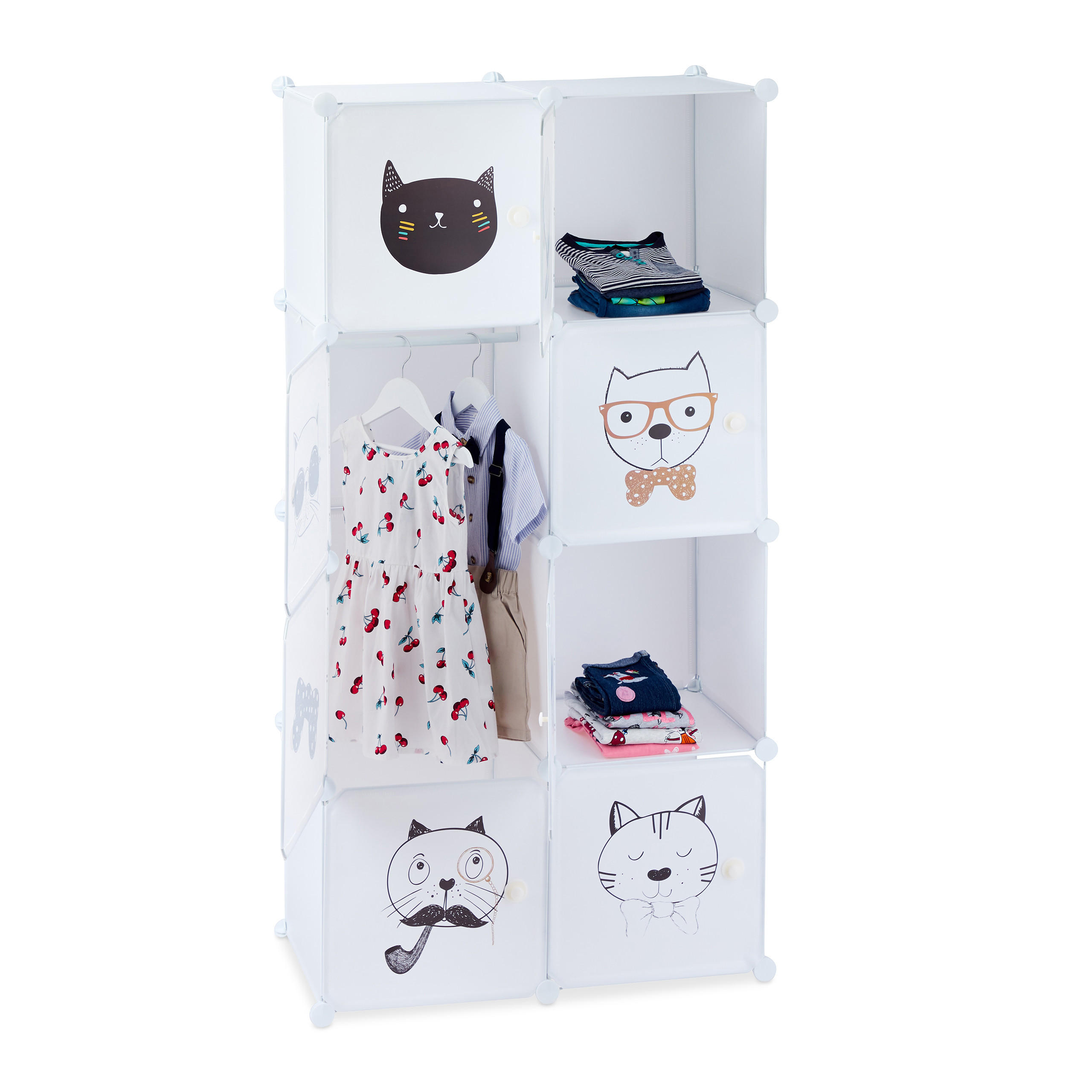 STECKREGAL Kinderzimmer - Weiß, Kunststoff (74/145/36.5cm) - Relaxdays