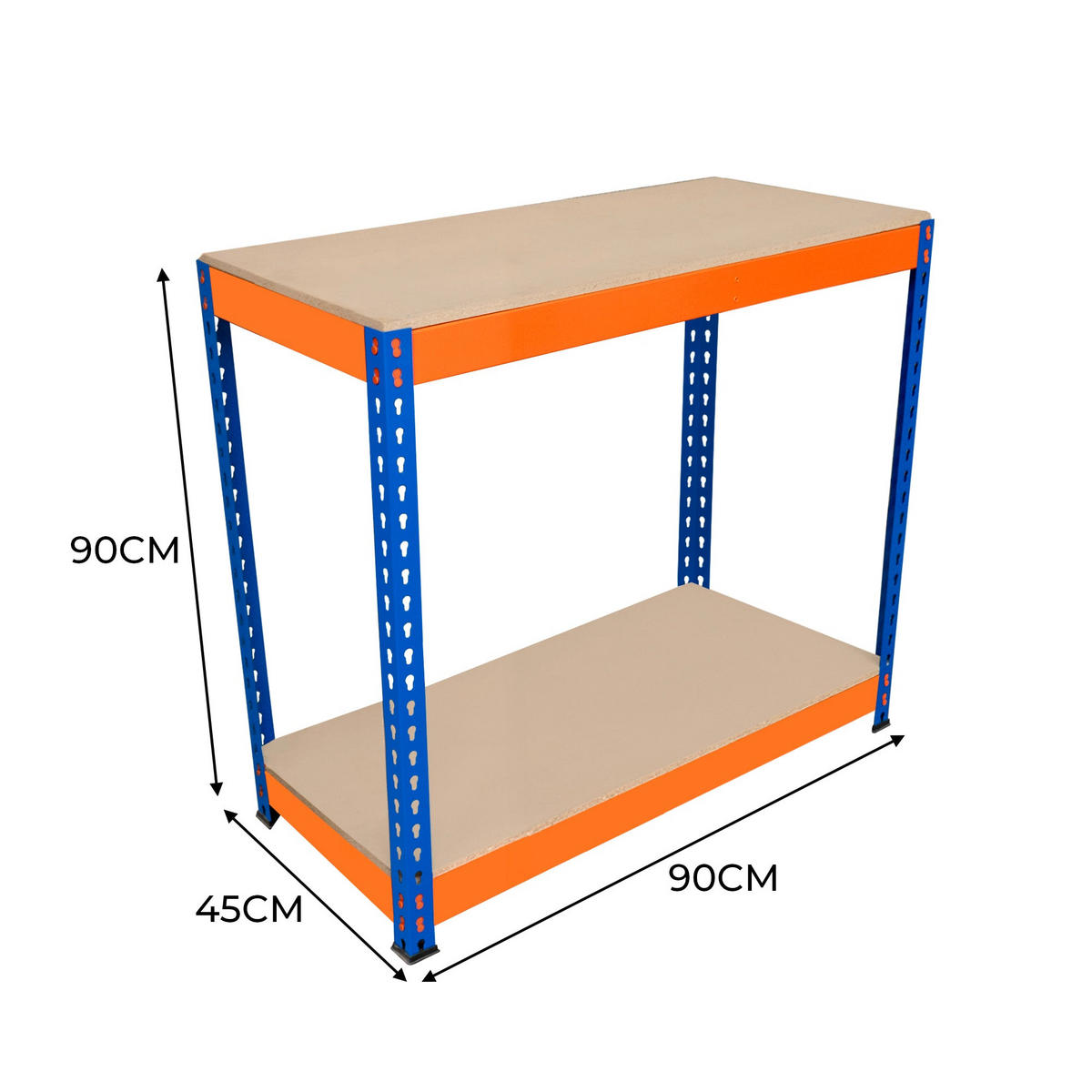 WERKBANK S-Rax 2-stufig - 90cm x 45cm x 90cm - Orange, Holzwerkstoff (90/90/45cm)