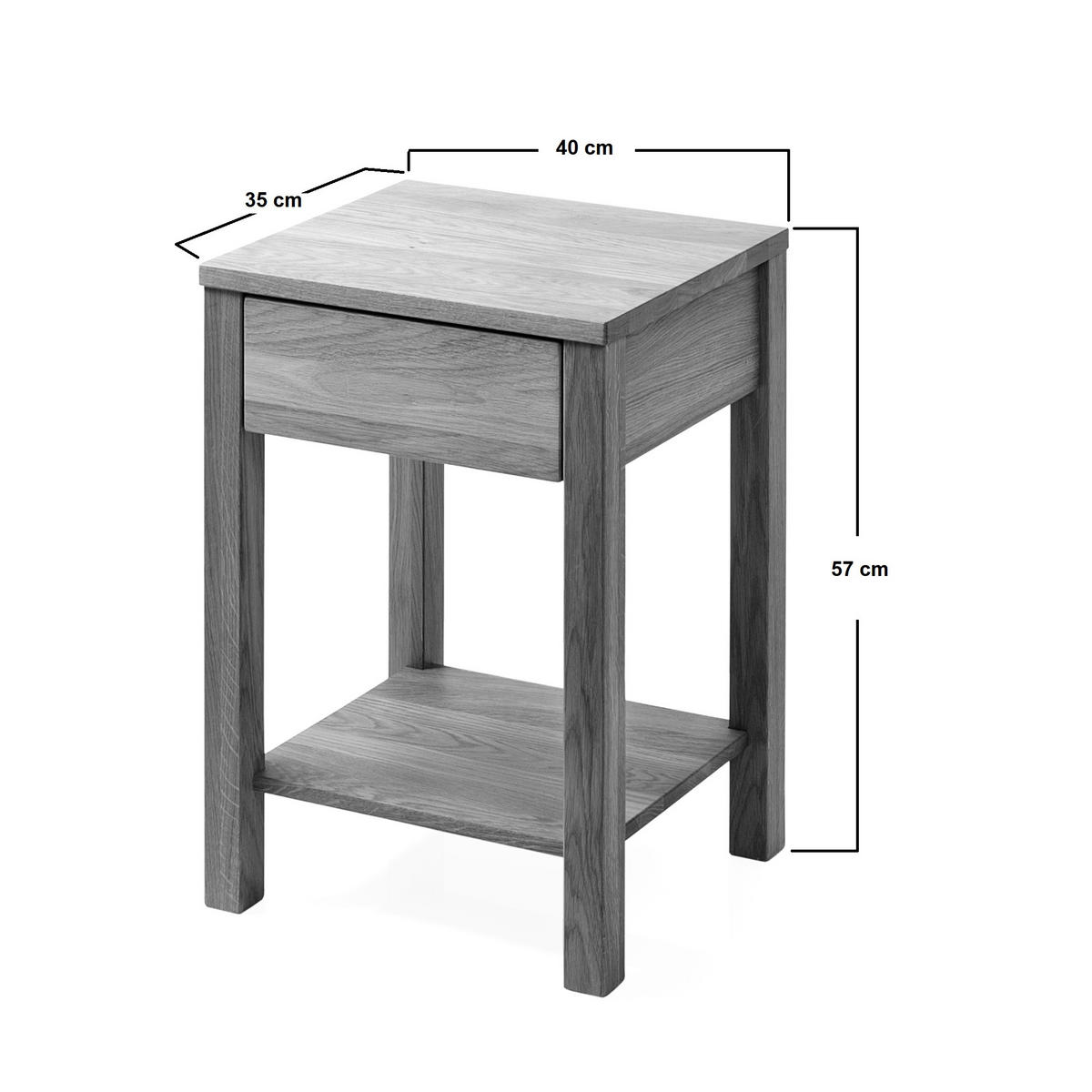 NACHTTISCH Tommy, Eiche, 35/40/57 cm - Beige, Holz (40/61/35cm) - WOODEK