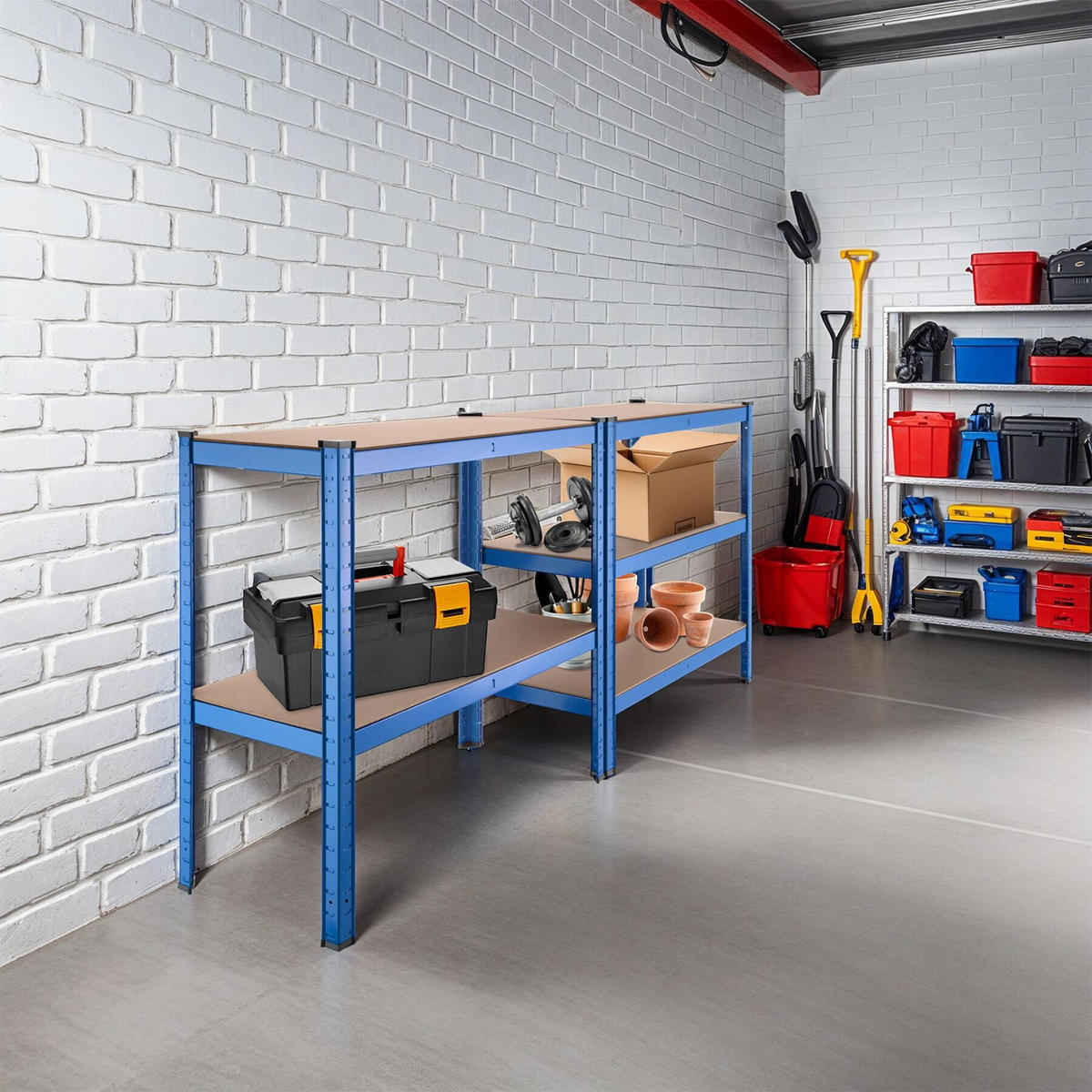 SCHWERLASTREGAL ,90,5 x 40,5 x 180,5 cm,blau - Blau, Metall (40.5/180.5/90.5cm) - tectake