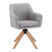 ARMLEHNSTUHL Lucita Grau Samt Drehbar Gepolstert - Grau, Holz (59/88/60cm) - Bessagi Home
