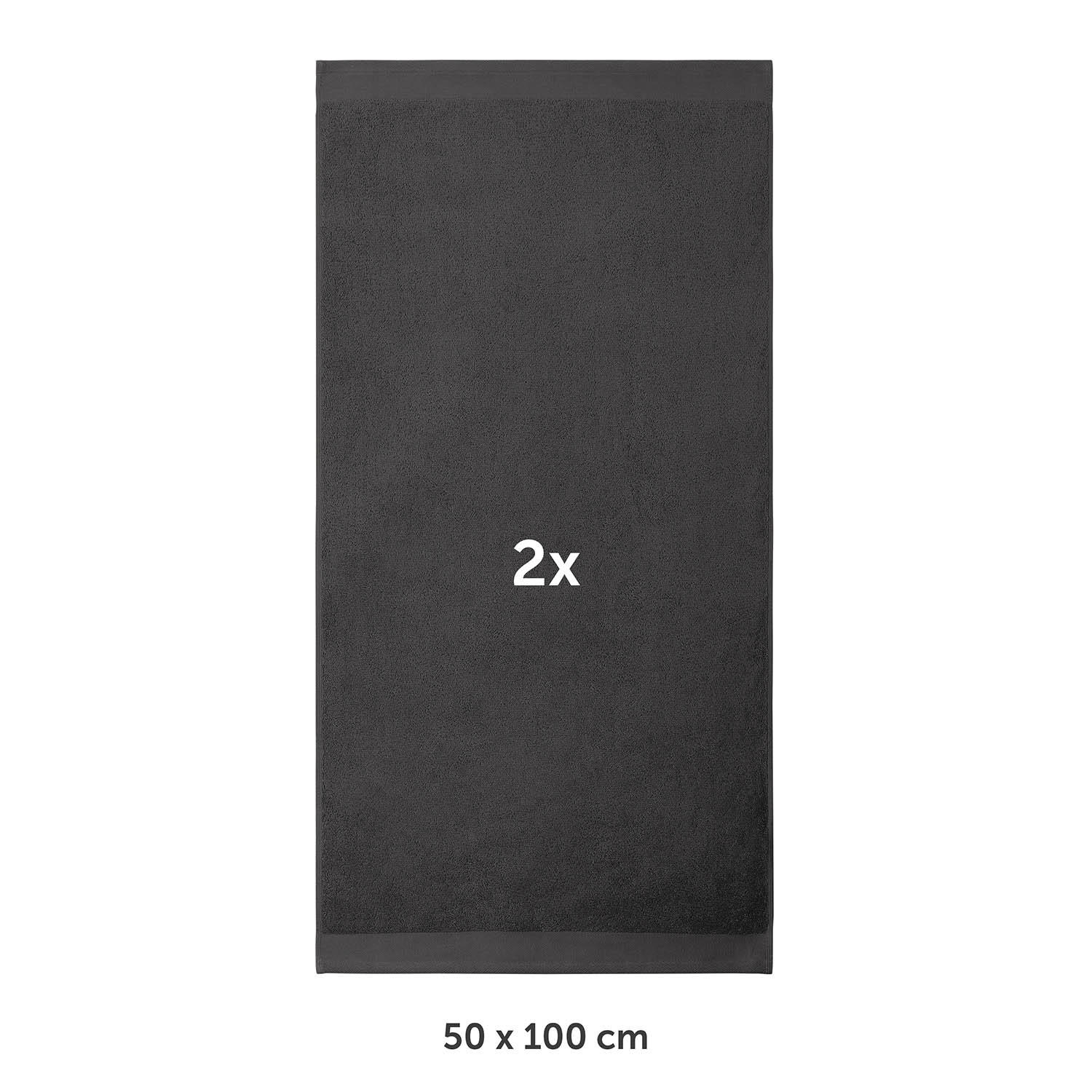 HANDTUCH 2er-Set, 2x Handtuch 50/100 cm, Dunkelgrau - Dunkelgrau, Textil (50/100cm) - Blumtal