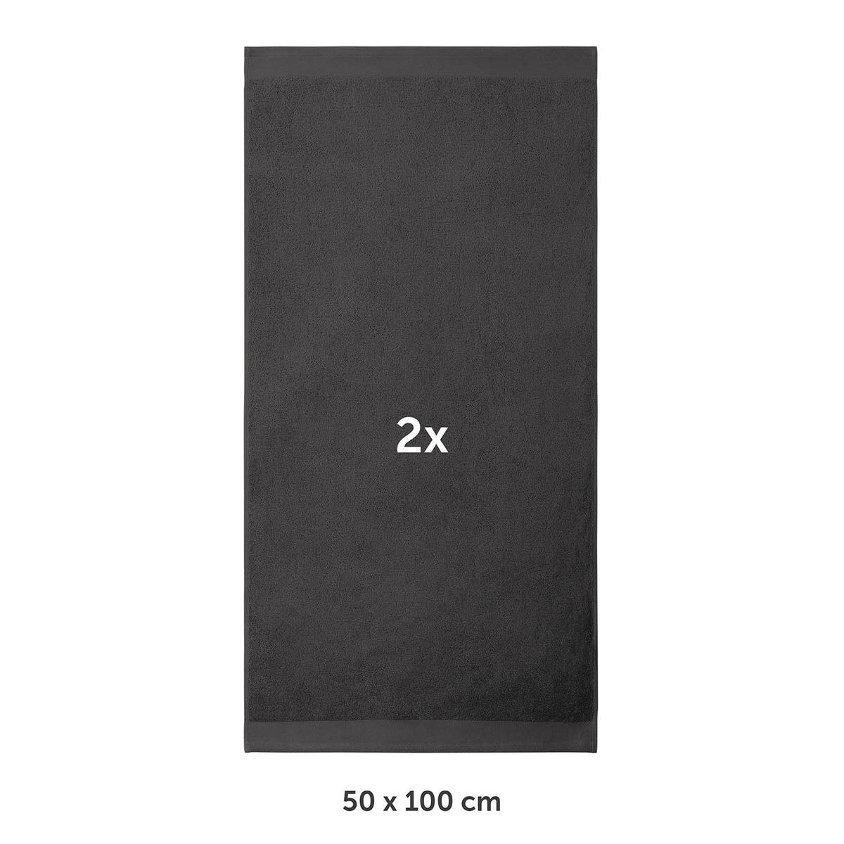 HANDTUCH 2er-Set, 2x Handtuch 50/100 cm, Dunkelgrau - Dunkelgrau, Textil (50/100cm) - Blumtal