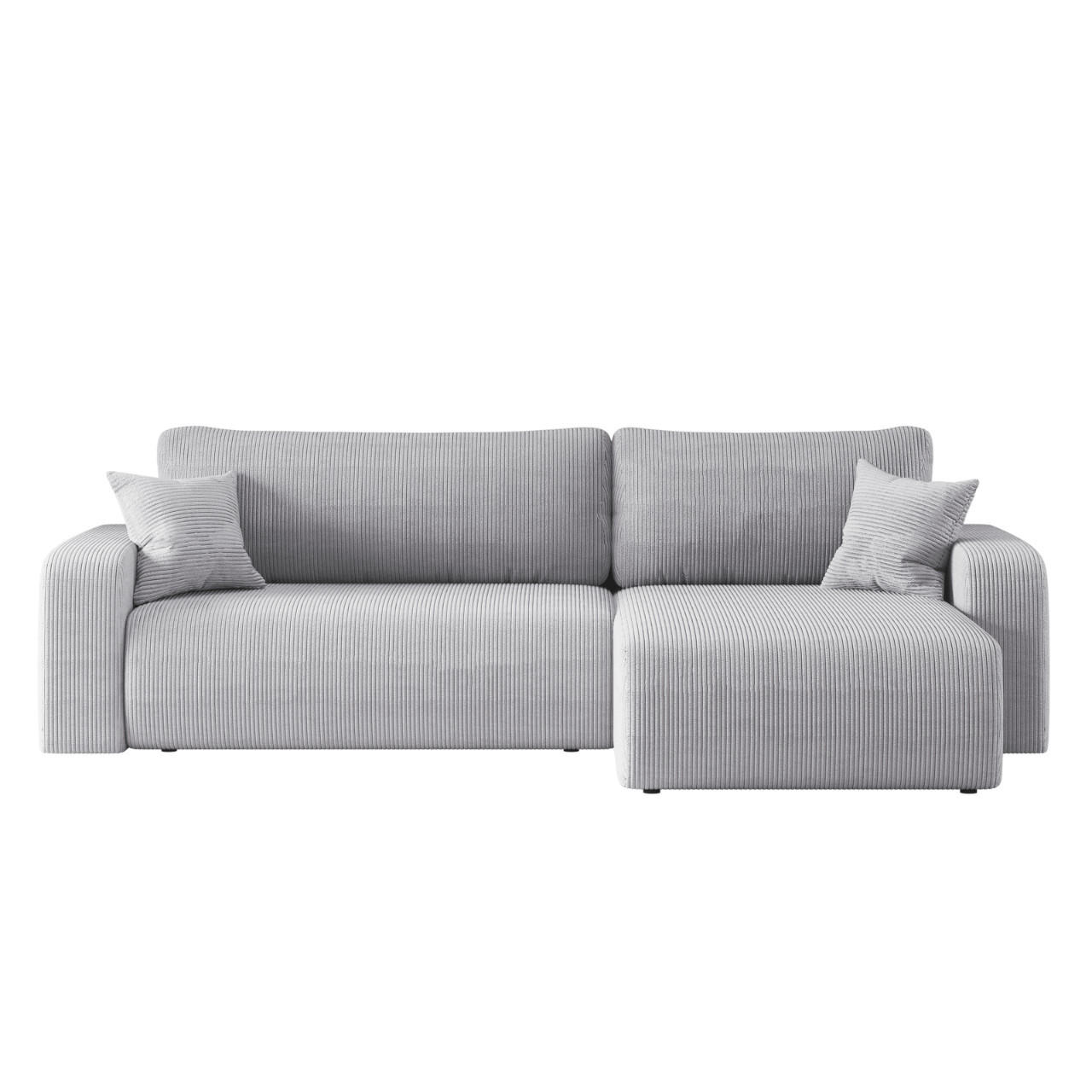 SCHLAFSOFA MILANO XL und bettkasten stoff Poso Dicker Cord Grau Rechts - Grau, Holz (274/82/145cm) - Kaiser Möbel