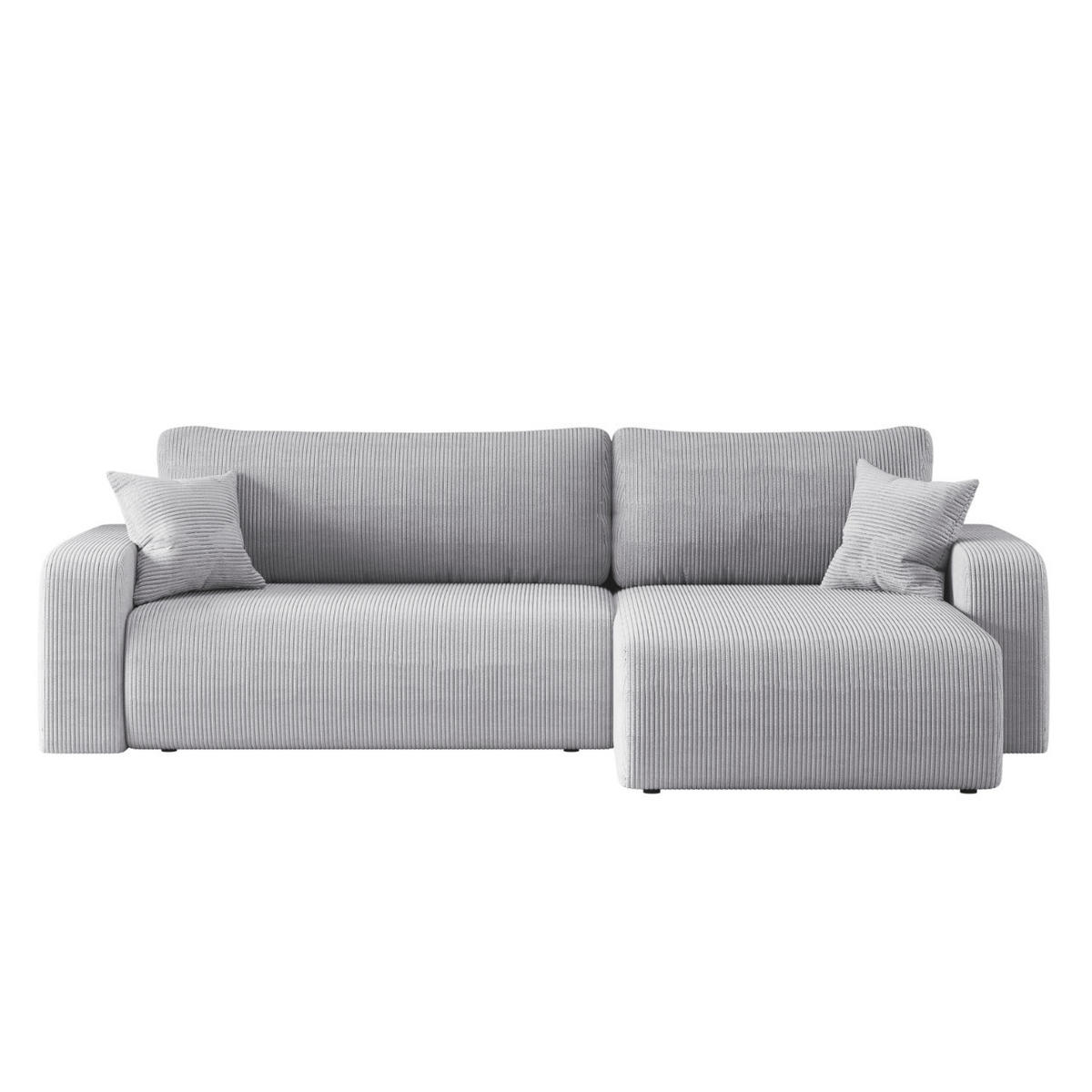 SCHLAFSOFA MILANO XL und bettkasten stoff Poso Dicker Cord Grau Rechts - Grau, Holz (274/82/145cm) - Kaiser Möbel