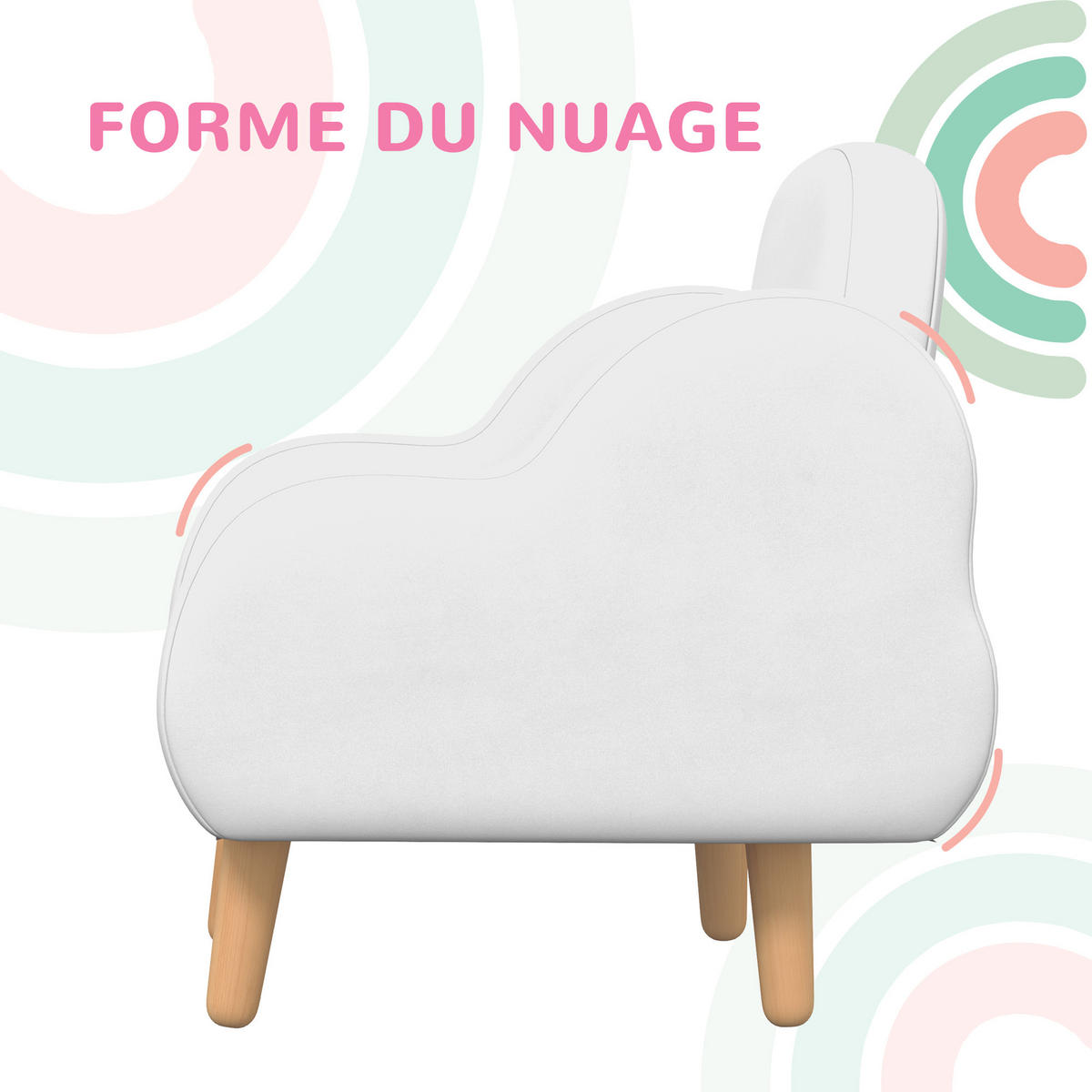 KINDERSESSEL DE-18966 Wolken-Design, 40 kg Weiß - Weiß, Textil (51/55/46cm) - ComfortXL