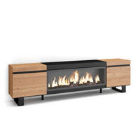 LOWBOARD, Tv-Schrank Elektrokamin XXL, eiche, schwarz, 208/35/57cm - Eichefarben/Multicolor, Holzwerkstoff (208/57/35cm) - Skraut Home