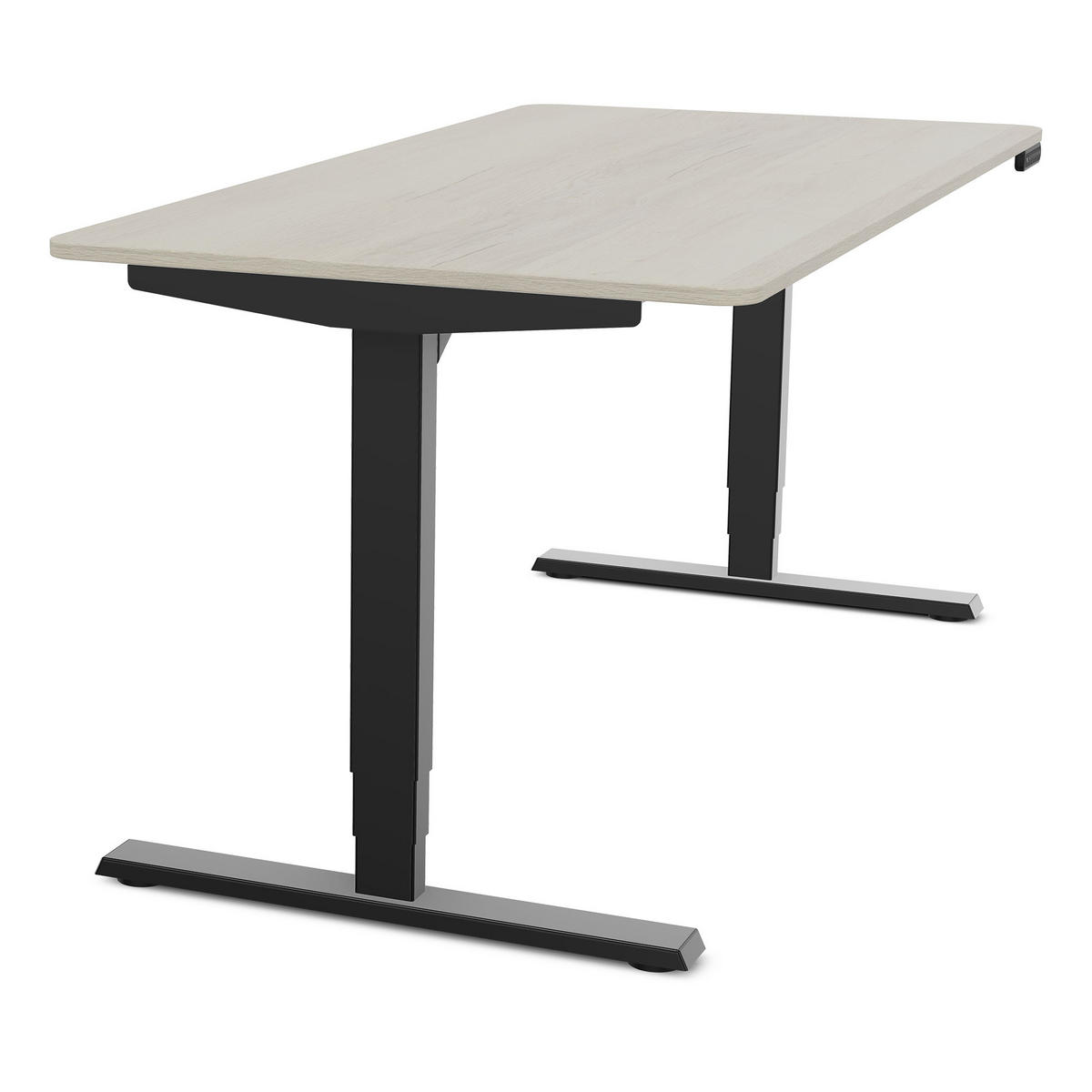 SCHREIBTISCH Elektrisch höhenverstellbarer Schreibtisch Y-Line Curved Eiche Polar Schwarz 180/80/62-127cm - Eiche Bianco/Schwarz, Holzwerkstoff/Metall (80/180/127cm) - ASSMANN
