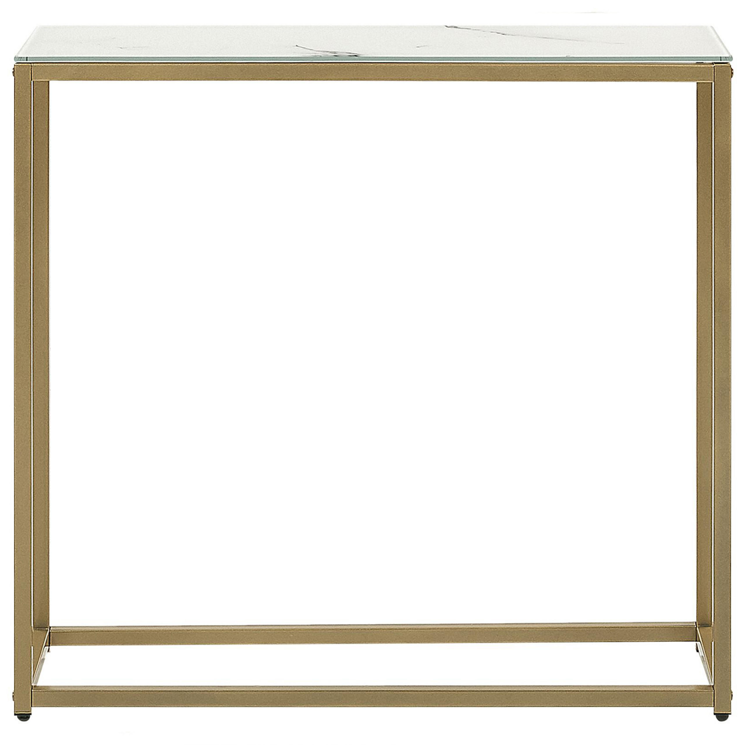 KONSOLENTISCH Marmor Optik weiß/gold Delano - Goldfarben/Weiß, Glas (30/80/76cm) - Beliani