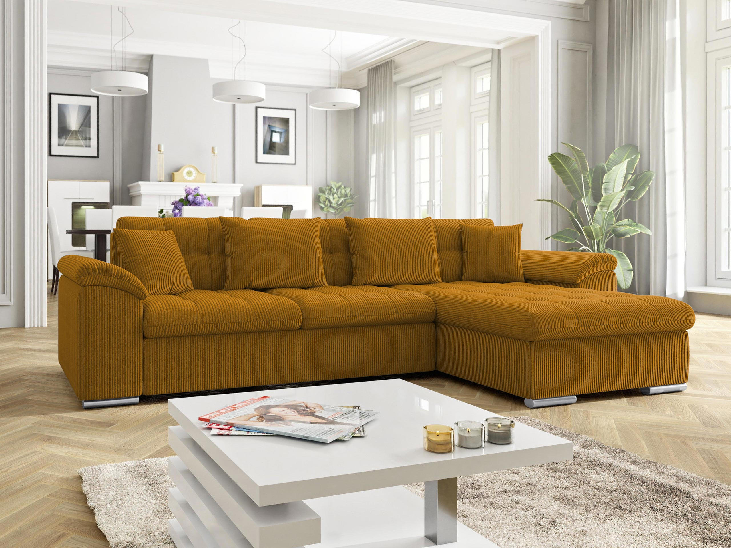 ECKSOFA Diana Cord, Seite: Rechts - Bronzefarben, Holz/Textil (280/160cm) - MIRJAN24