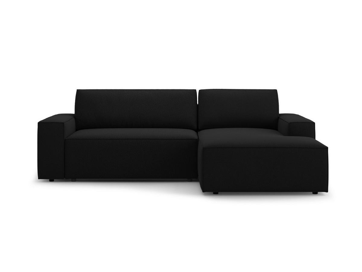 AUSKLAPPBARES-ECKSOFA rechts mit Container Jodie aus strukturiertem Stoff schwarz 3 Sitzplätze - Schwarz, Textil (246/151cm) - Micadoni