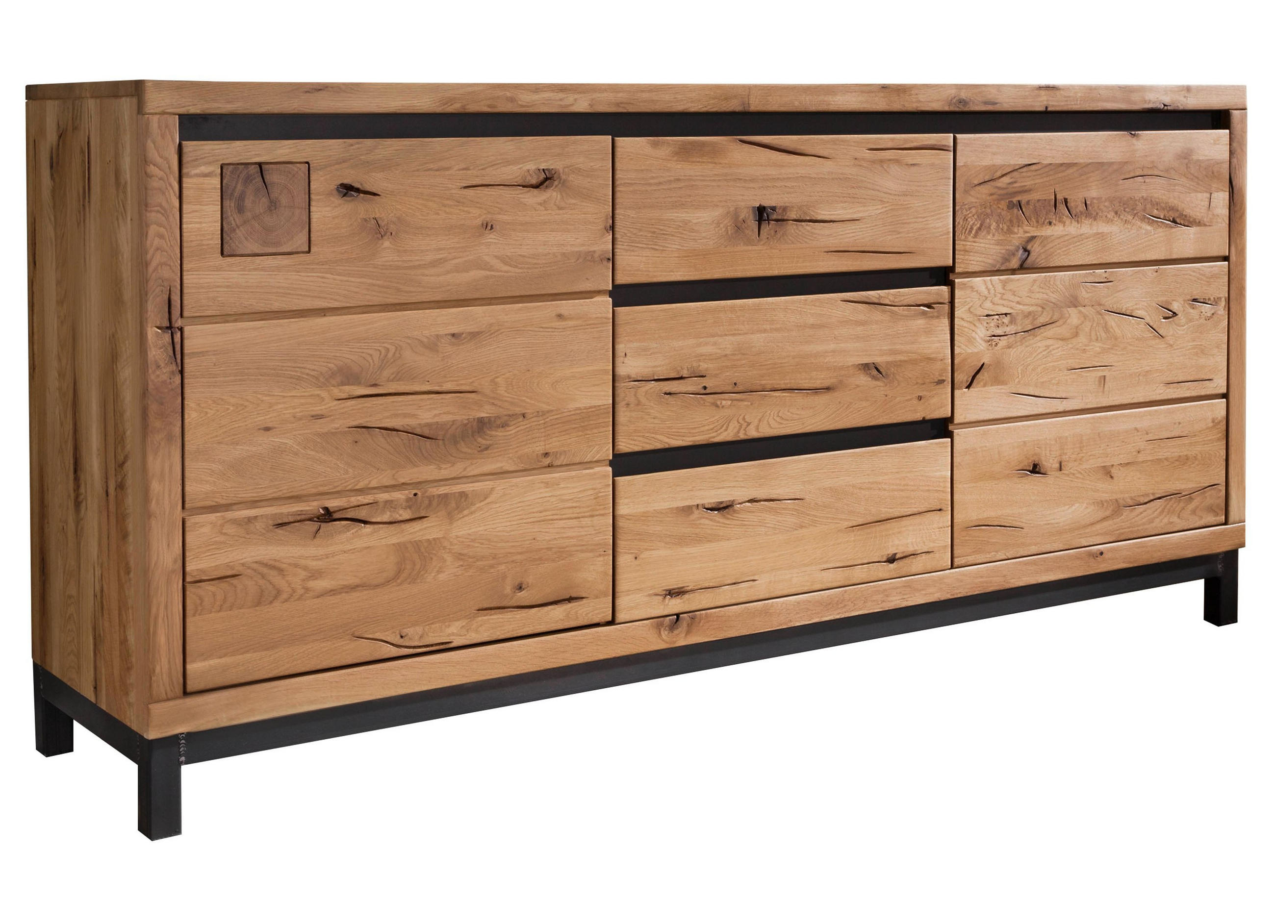 SIDEBOARD Wildeiche 175x45x85 natur geölt VILLANDERS #109 - Braun, Holz (175/85/45cm) - Massivmoebel24