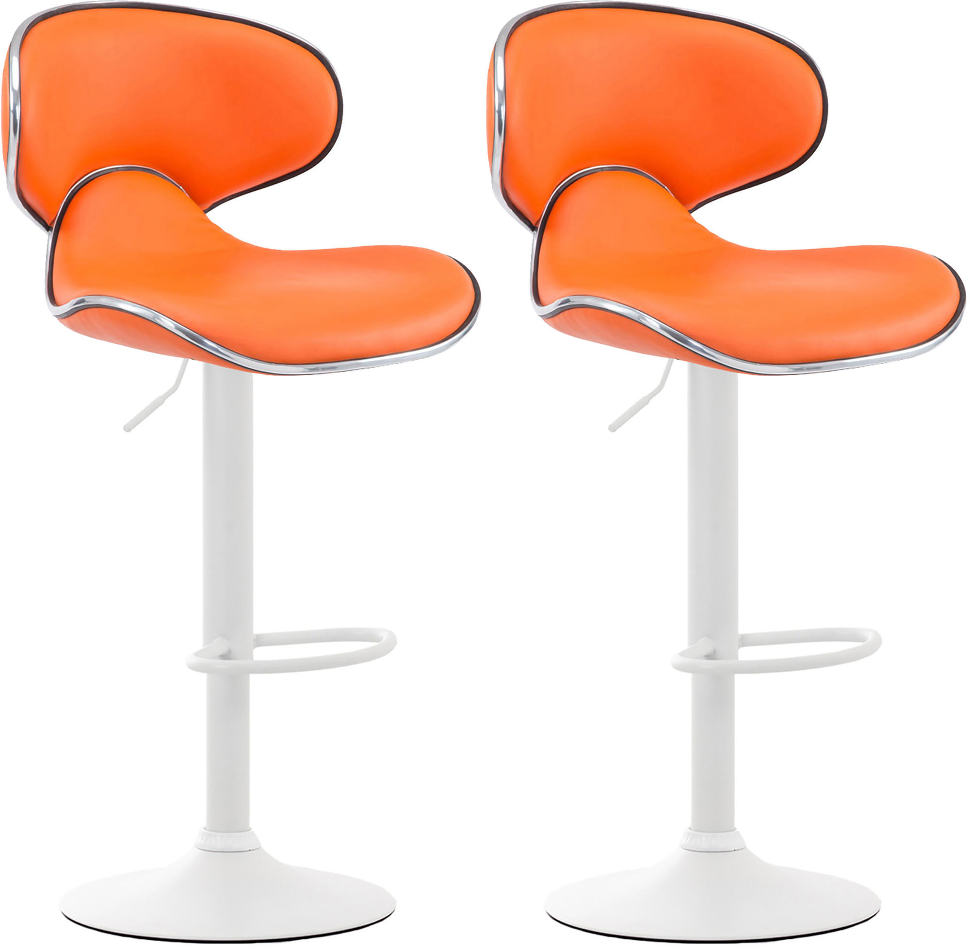 BARHOCKER 2er Set Lederlook orange - Orange/Weiß, Textil/Metall (46/88/49cm) - CLP
