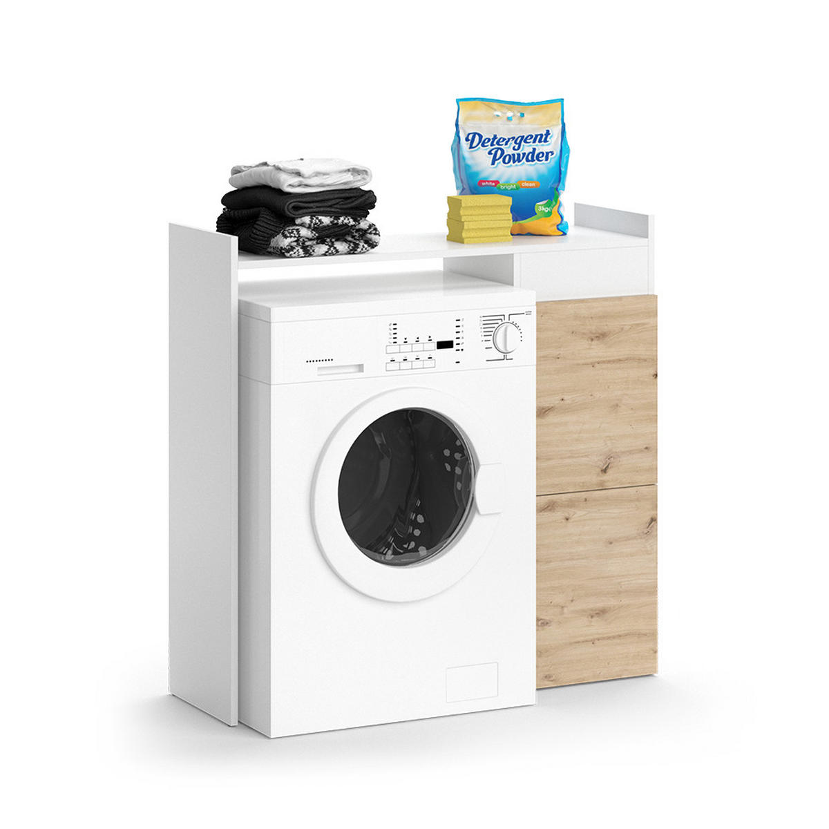 WASCHMASCHINENSCHRANK Alf Weiß 99 x 98 cm mit 2 Schubladen - Weiß, Holzwerkstoff (99/98/33.8cm) - Vicco