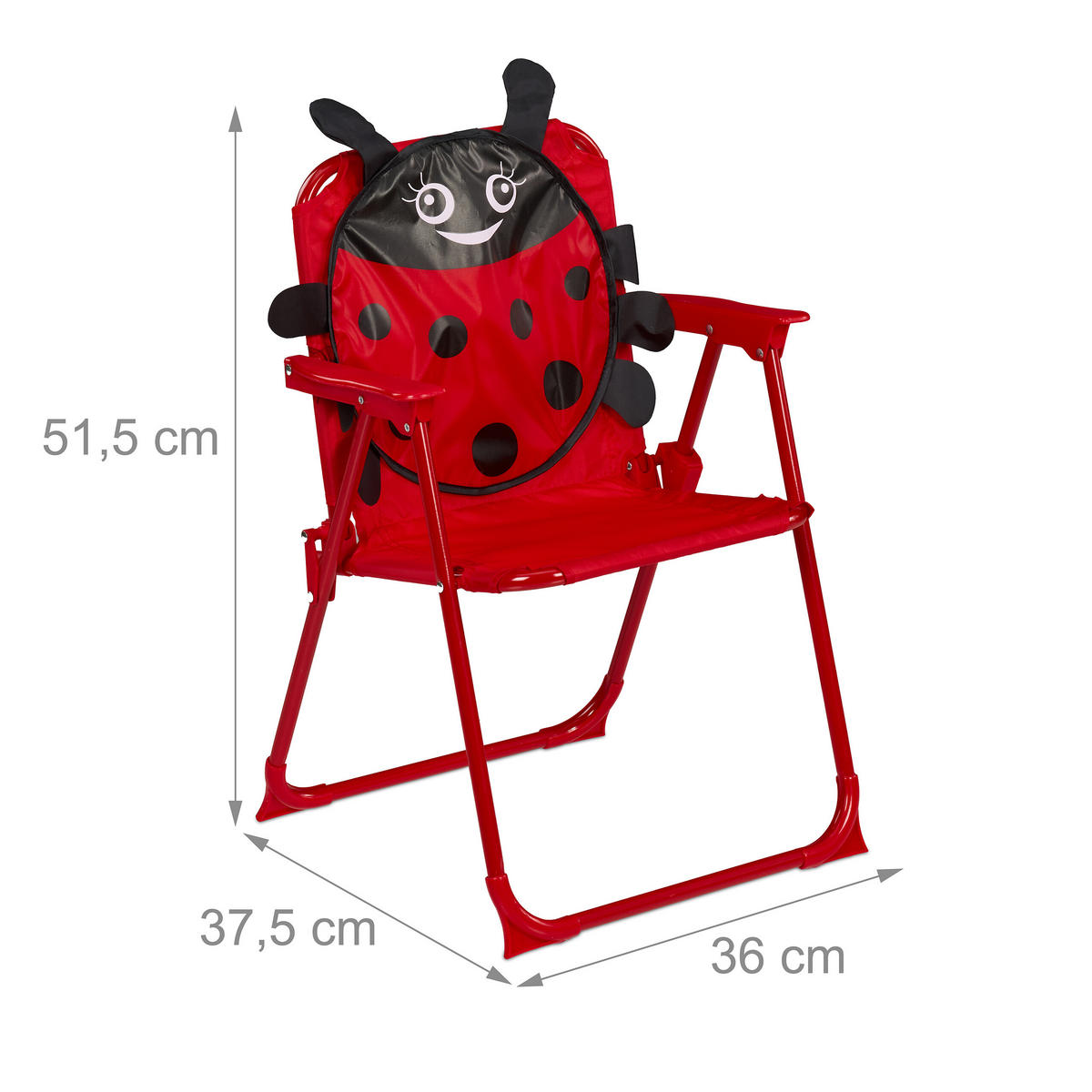 KINDER-KLAPPSTUHL - Rot, Textil/Metall (36/51.5/37.5cm) - Relaxdays