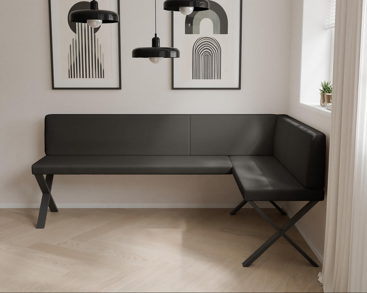 ECKBANK rechts VERO X Kunstleder glatt, 128/168 cm Anthrazit - Anthrazit, Kunststoff/Textil (128/168cm) - Idohome