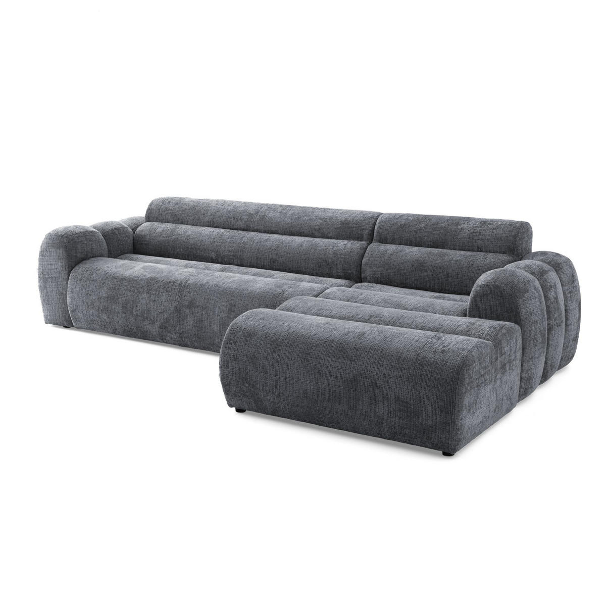 4-SITZER modulares Ecksofa VEER SET 1 Rechts, 298 x 175 cm, Chenille Webstoff Dunkelgrau - Dunkelgrau/Schwarz, Holz/Kunststoff (175/298cm) - Muffo