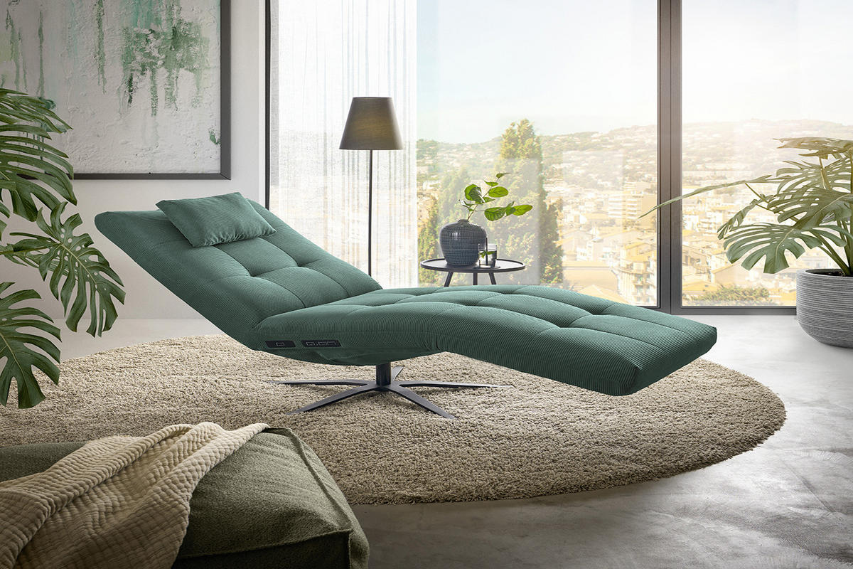 RELAXLIEGE LETICIA Smaragdgrün Cord - Smaragdgrün/Schwarz, Textil/Metall (82/115/156cm) - KAWOLA
