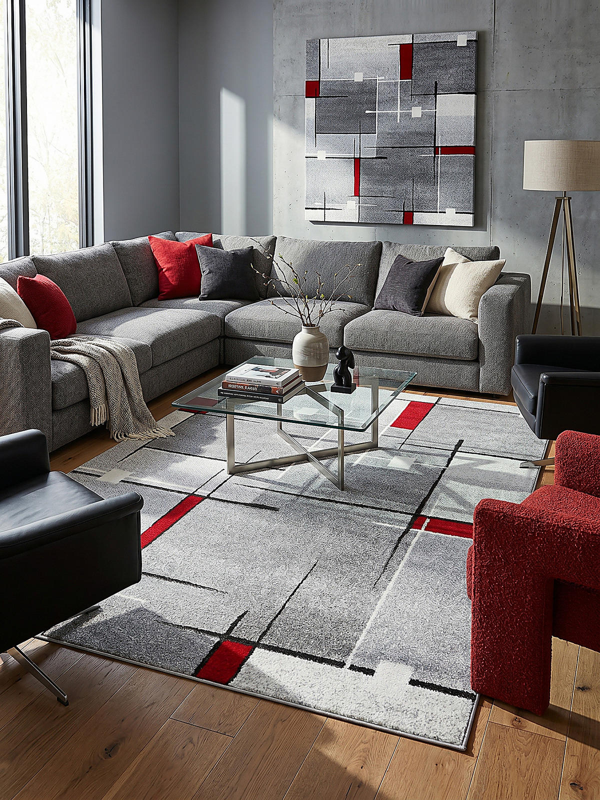 TEPPICH Niederflor Patchwork THUR Polypropylen Grau 80 x 140 cm - Grau, Textil (240/330cm) - KADIMA DESIGN