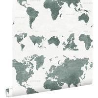 TAPETE vintage Weltkarten 53 cm x 10.05 m - Grün, Papier (53/1000cm) - ESTAhome