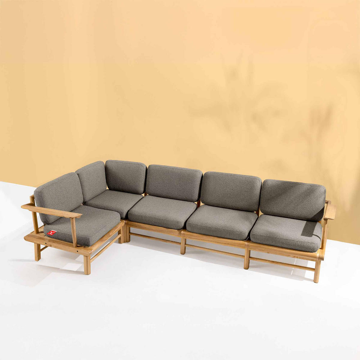 LOUNGESOFA ATREDA links - Grau, Holz/Textil (300/80/160cm) - KONSIMO®